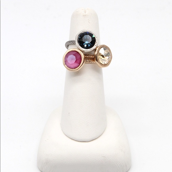 Rose gold yellow diamond crystal stacking ring - Picture 4 of 4